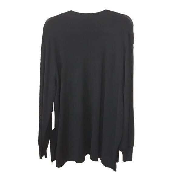 NWT Chico's Fancy Stitch Cutout Open Front Longline Sweater Cardigan Black XXL - Picture 2 of 7